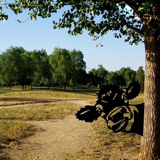 Peeping Cow Metal Art Farm Garden Decor Garden Fence Decoration Outdoor Decoration for Farmhouse,Yard,Lawn-VerdiqueGarden