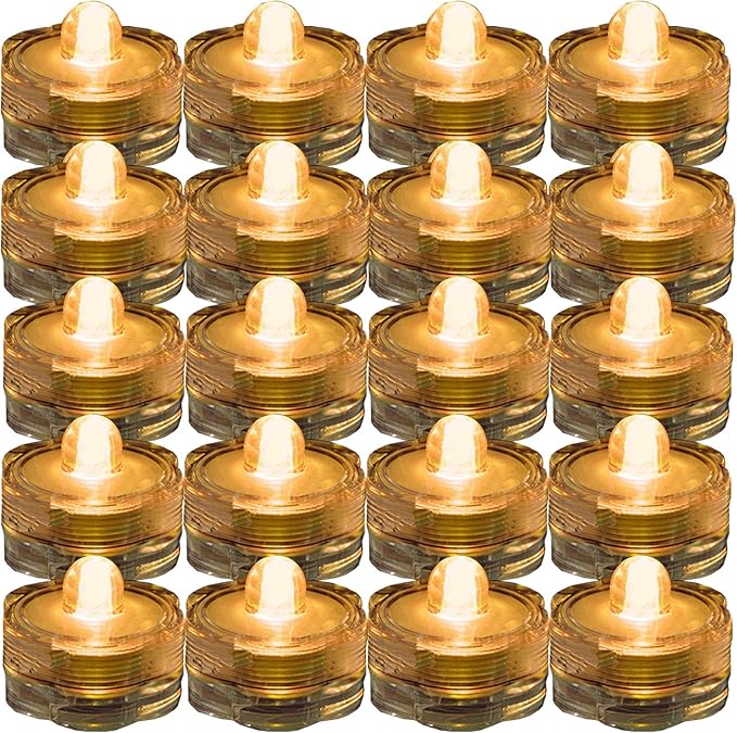 Bright LED Floral Tea Light Submersible Lights for Party Wedding (Amber, 30 Pack)-VerdiqueGarden