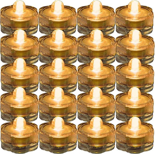 Bright LED Floral Tea Light Submersible Lights for Party Wedding (Amber, 30 Pack)-VerdiqueGarden