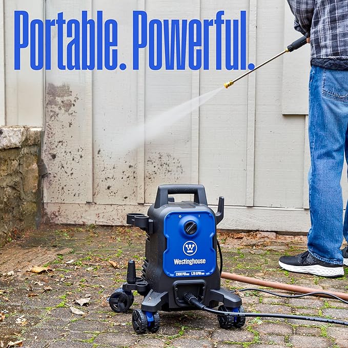 Westinghouse ePX3100 Electric Pressure Washer, 2300 Max PSI 1.76 Max GPM with Anti-Tipping Technology, Onboard Soap Tank, Pro-Style Steel Wand, 5-Nozzle Set, for Cars/Fences/Driveways/Home/Patios-VerdiqueGarden