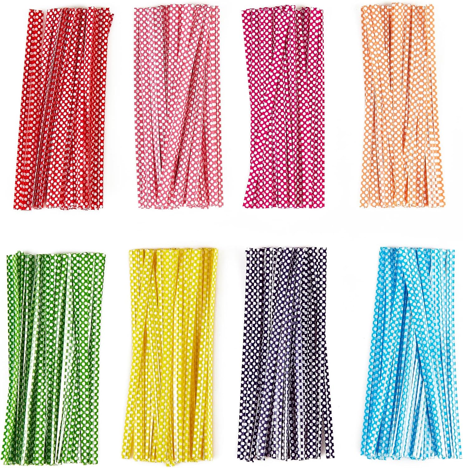 100 PCS 4" Polka-Dotted Bag Twist Ties,Mixed 8 Colors Plastic Twist Ties Bread Bags Ties for Candy Cookies Gift Bags and Decoration-VerdiqueGarden