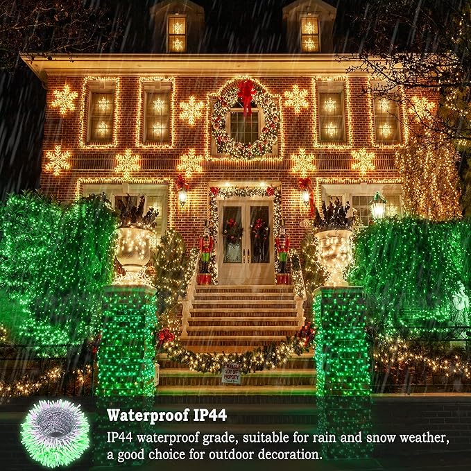KNONEW 403ft 1000 LED Christmas String Lights Outdoor 8 Modes & Timer Fairy Light Plug in Waterproof LED Fairy Lights for Xmas Yard Tree Wedding Party Holiday Decorations (Green)-VerdiqueGarden