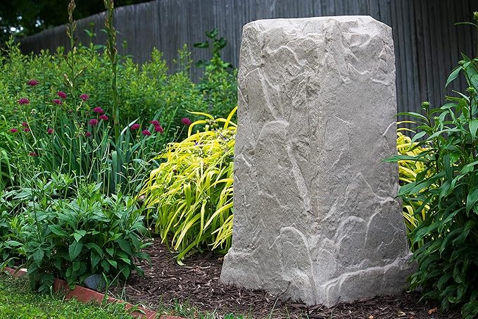 Emsco Group 2235 Natural Sandstone Appearance Utility Cover – Lightweight – Easy to Install Tall Monolith Landscape Rock-VerdiqueGarden