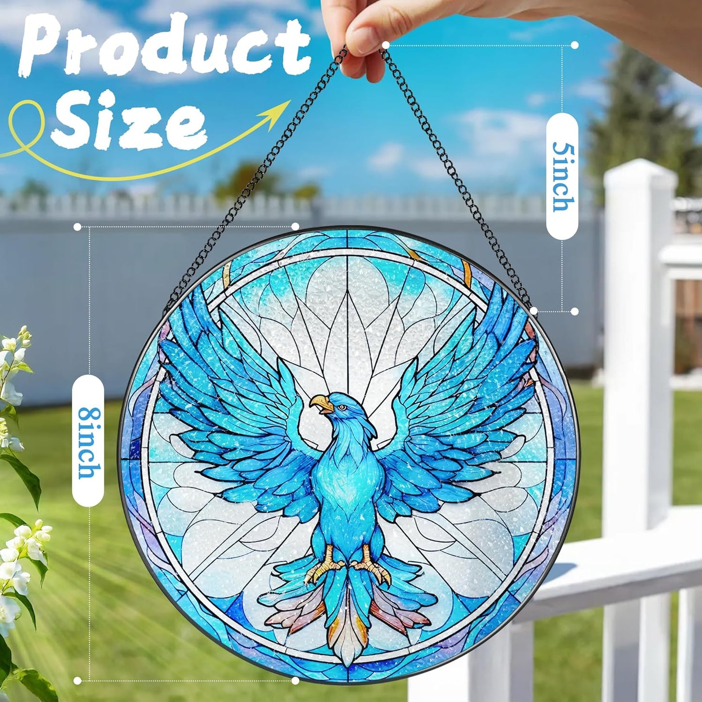 Stained Glass Window Hanging, Stained Glass Suncatcher, Phoenix Sun Catcher, Window Decor, Phoenix Gift, Gifts for Mothers Day, Christmas or Birthday Gift, Gifts for Lover Couple Colleague Friends-VerdiqueGarden