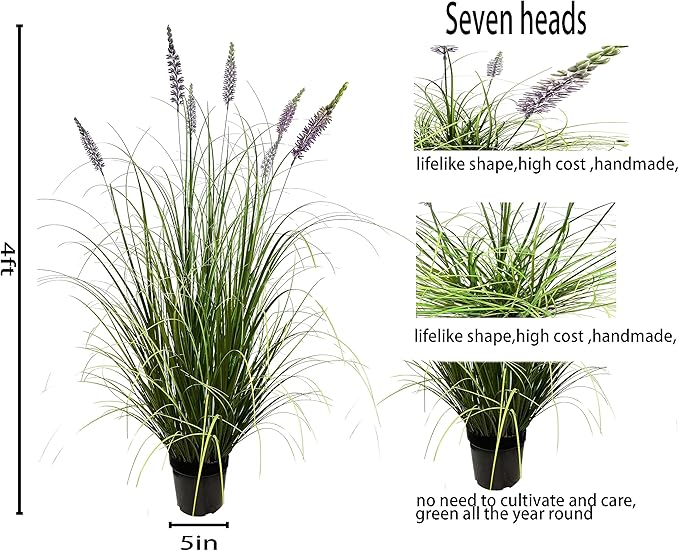 Artificial Plant 47in(2pack) Tall Artificial Lavender Plant,Faux Plants Indoor Home Decorative Artificial Plants & Flowers in Pot Fake Plant, House Plant Indoor-VerdiqueGarden