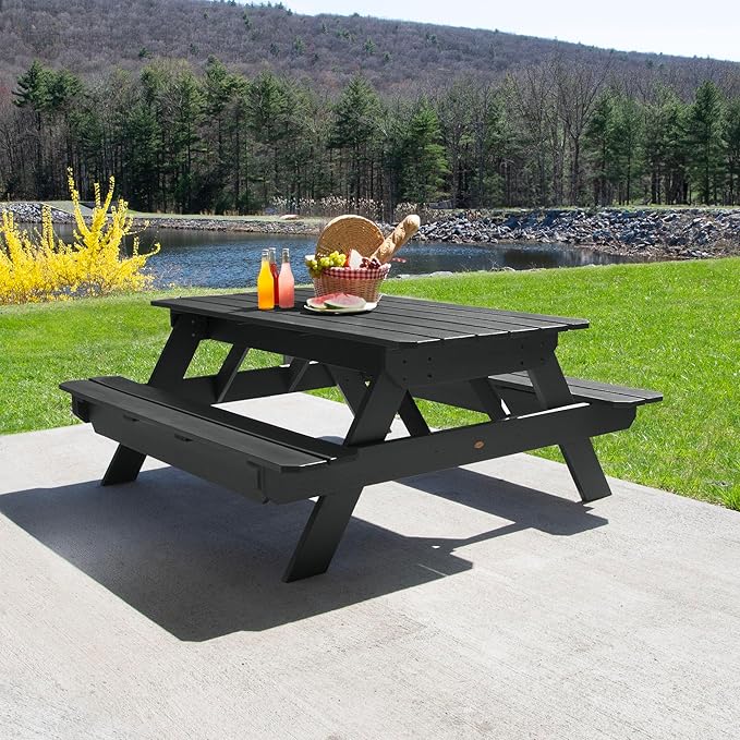 highwood Hometown Picnic Table, 6 Foot, Black-VerdiqueGarden