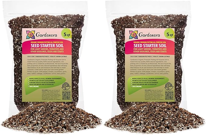 Premium Organic Seed Starter Soil - 10 Quart - All-Purpose Organic Potting Soil for Happy Seedlings and Plants by Gardenera (2 Bags of 5 Quart)-VerdiqueGarden