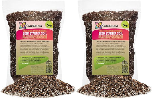 Premium Organic Seed Starter Soil - 10 Quart - All-Purpose Organic Potting Soil for Happy Seedlings and Plants by Gardenera (2 Bags of 5 Quart)-VerdiqueGarden