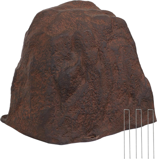 Sunnydaze 21.5” H Polyresin Faux Landscape Rock Cover - Lightweight Fake Rock Well Pump Cover for Outside - Brown-VerdiqueGarden