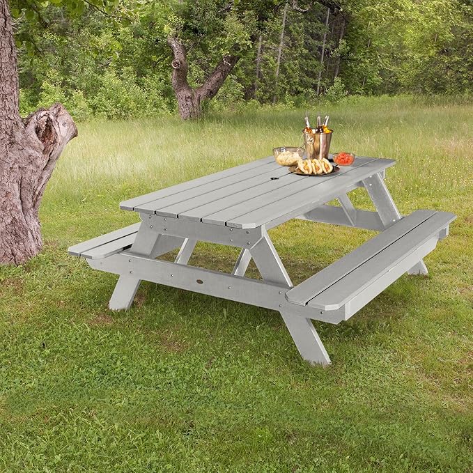 highwood Hometown Picnic Table, 6 Foot, Harbor Gray-VerdiqueGarden