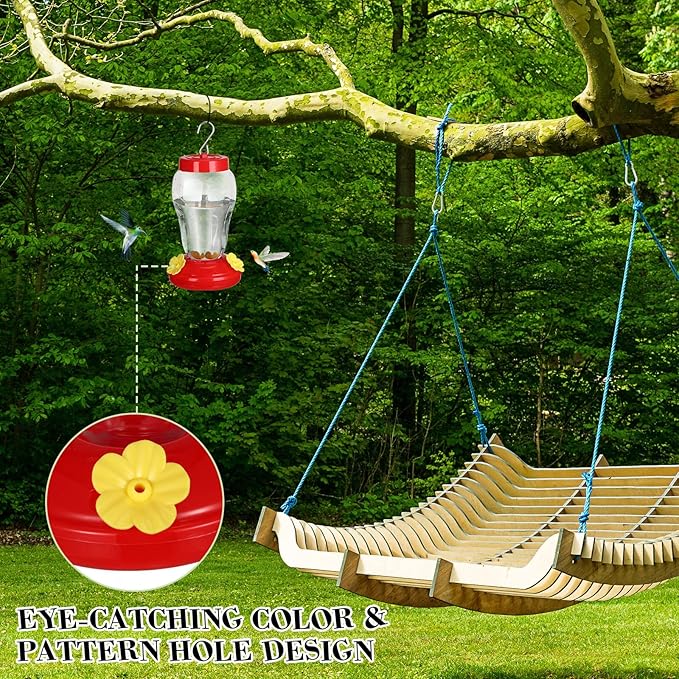 6 Pcs Hummingbird Feeder with Hanging Wires for Outdoor Hanging 16 oz Plastic Hummingbird Feeders Bird Feeder for Outside Wild Bird Feeder with 5 Feeding Ports for Home Garden Yard, Easy Filling-VerdiqueGarden