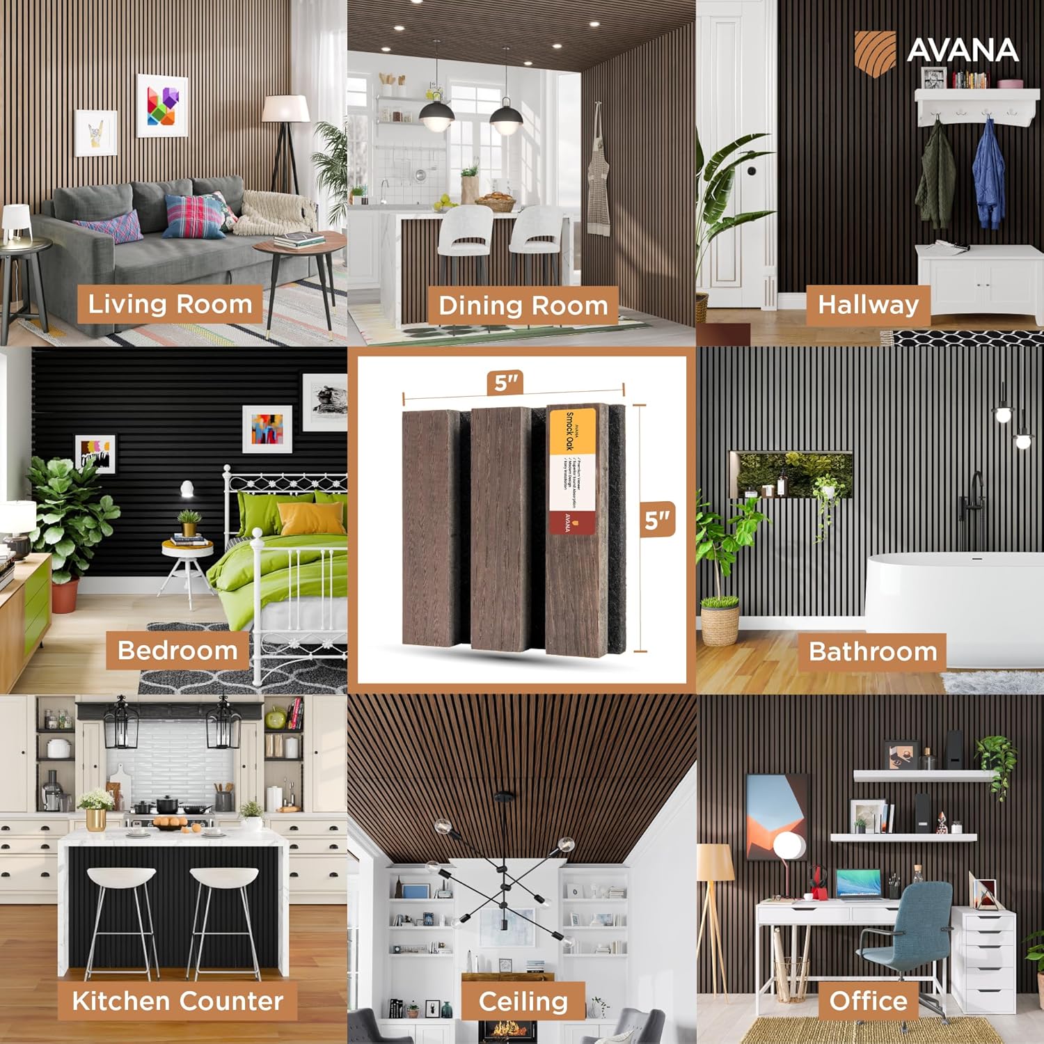 Avana Acoustic Wall Panels Color Samples Pack - Premium Wood Panels for Wall Decor - Interior Sound Proofing and Acoustic Panels-VerdiqueGarden