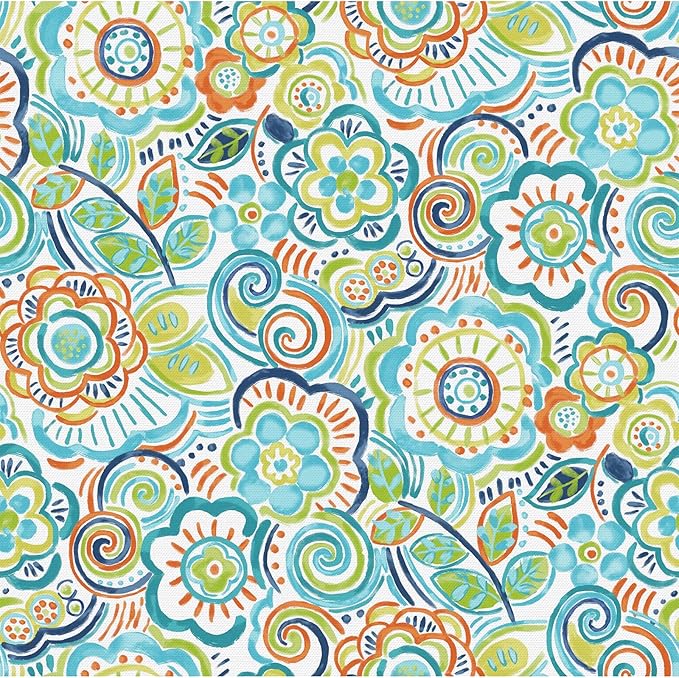 LVTXIII Outdoor Seat/Back Chair Cushion Patio Tufted High Back Cushion, Seasonal Replacement Rocking Chair Cushion with Ties (22” W x 20D”, Set of 2, Flower Blue)-VerdiqueGarden