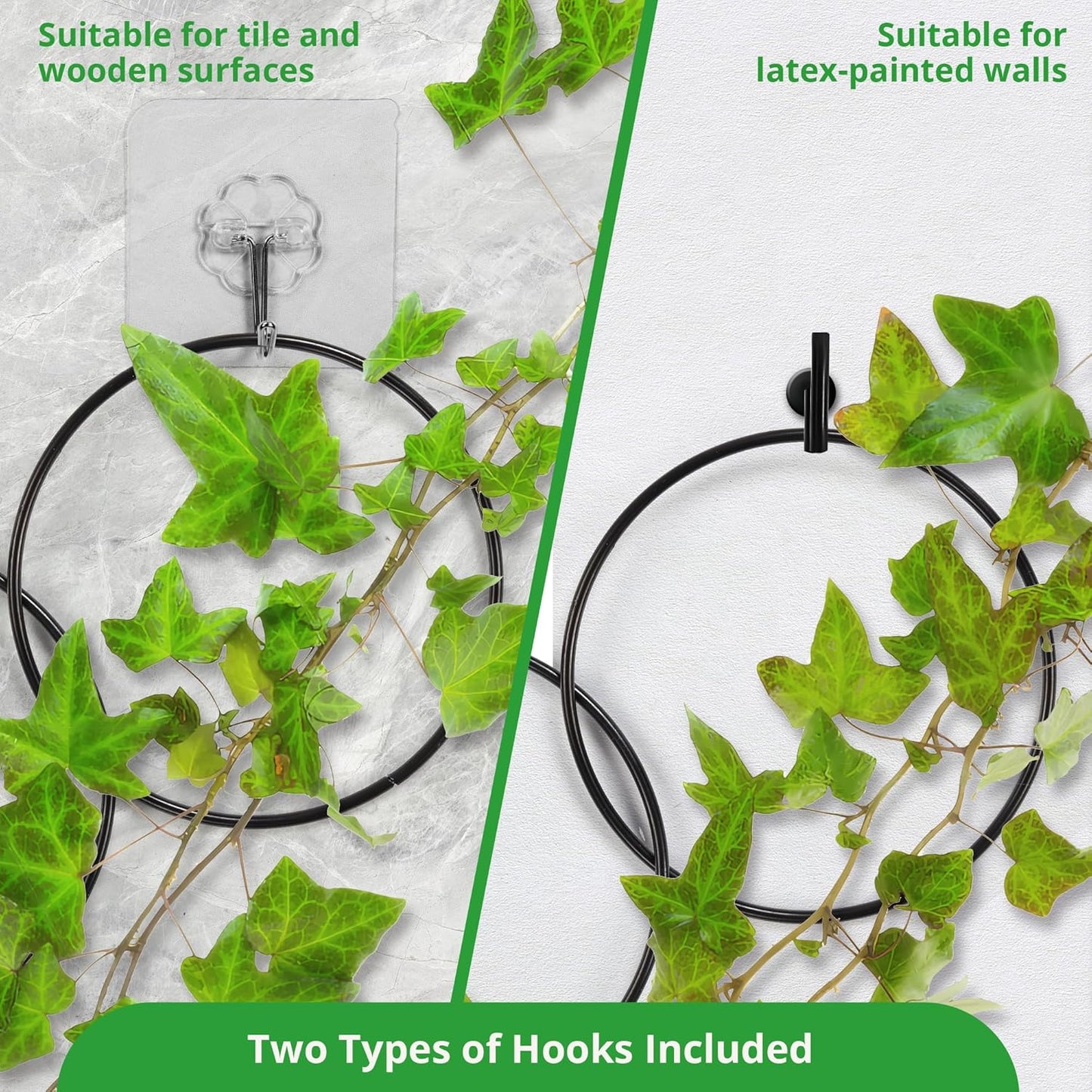 24 Pcs Chain Trellis for Climbing Plants, 120 Inch Long Metal Plant Trellis Indoor Outdoor, Garden Wall Vine Support Trellis, Plant Accessories for Ivy, Peonies, Circle Design Black-VerdiqueGarden