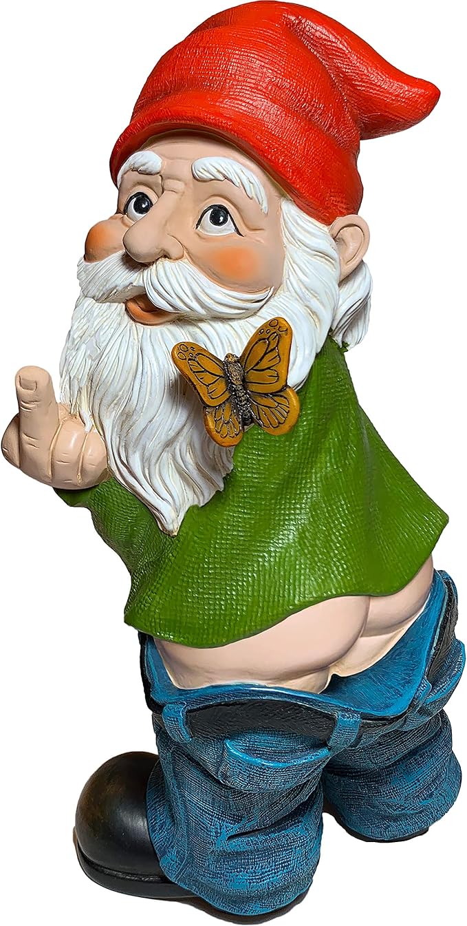Mood Lab Garden Gnome - Pants Down Gnome - 9.3 Inch Tall Statue Lawn Garden Figurine - for Outdoor or House Decor-VerdiqueGarden