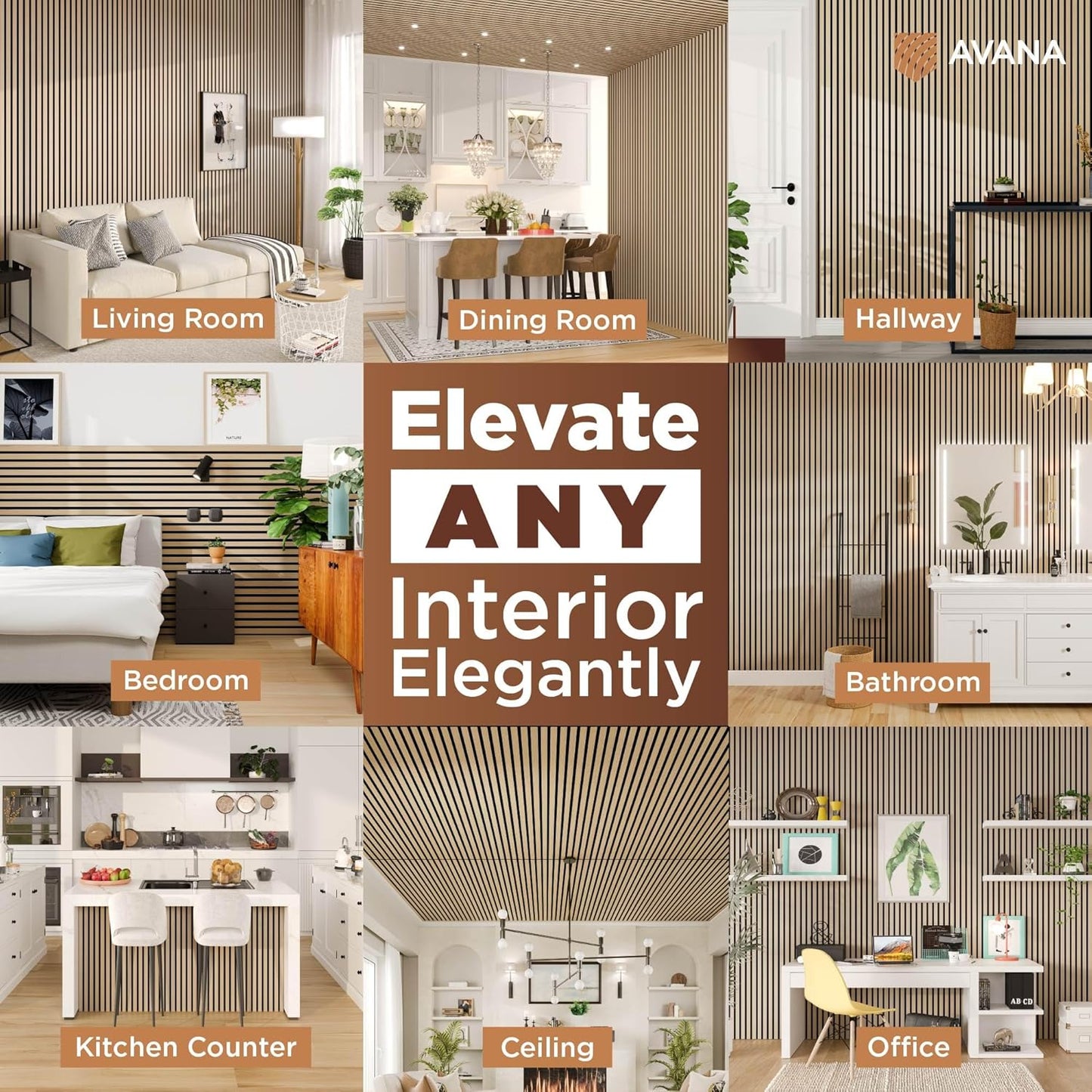 Avana Modern Acoustic Wood Wall Panels – 94.4 X 12.6 Inch White Oak Acoustic Panels 1 PC – Wall Panels For Interior Wall Decor for Homes, Offices, Studios – Sturdy And Durable Wood Panels For Wall-VerdiqueGarden