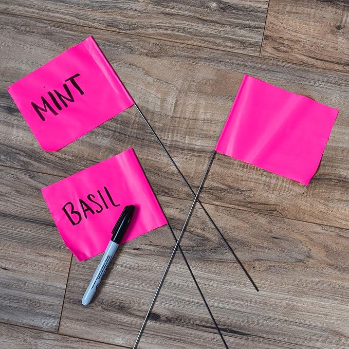 Pink Marking Flags 1000 Pack - 4x5x15 Inch Pink Flags for Yard - Markers For Lawn, Irrigation, Landscaping, Survey & Sprinkler Head Marking-VerdiqueGarden