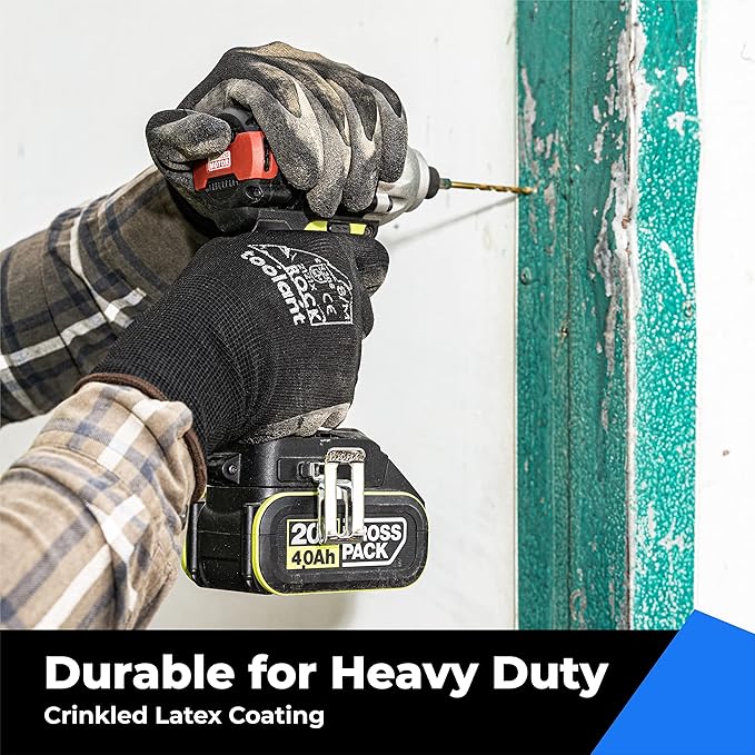 toolant Crinkle Latex Work Gloves Bulk, Rubber Coated Safety Work Gloves for Men and Women, 120 Pairs for Construction, Gardening, Warehouse (Black, Medium)-VerdiqueGarden