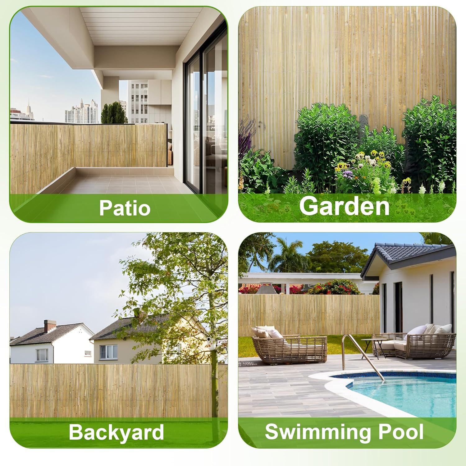 Bamboo Slat Fencing 6ft H x 13ft L, Handwoven Natural Bamboo Screen, Indoor or Outdoor Privacy Fence for Patio, Balcony, Border Pool-VerdiqueGarden