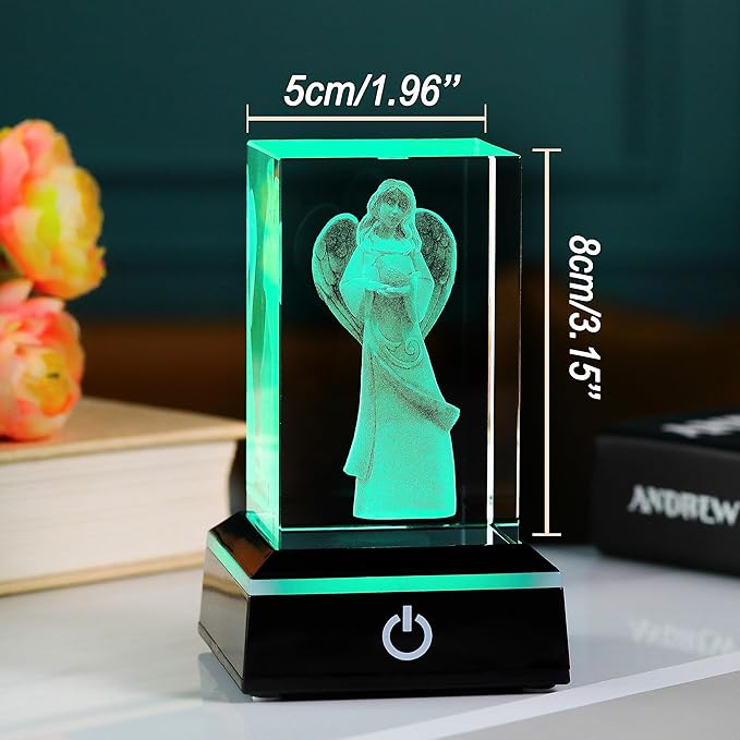 Qianwei 3D Crystal Guardian Angel Figurines Gifts for Women - Angel Red Cardinal Gifts Statue Stuff Paperweight Sympathy Christian Gifts for Best Friend Keepsake Paperweight-VerdiqueGarden