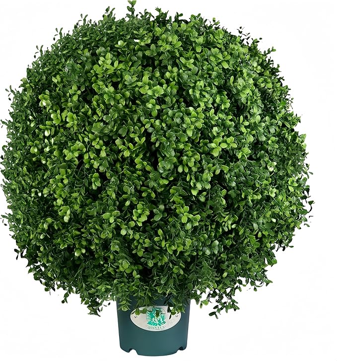QIANYUN Artificial Topiary Trees Outdoor – 18 Inch Fake Boxwood Plants, UV Resistant Faux Shrubs for Outdoor/Indoor Decor, Perfect for Porch, Garden, Backyard-VerdiqueGarden