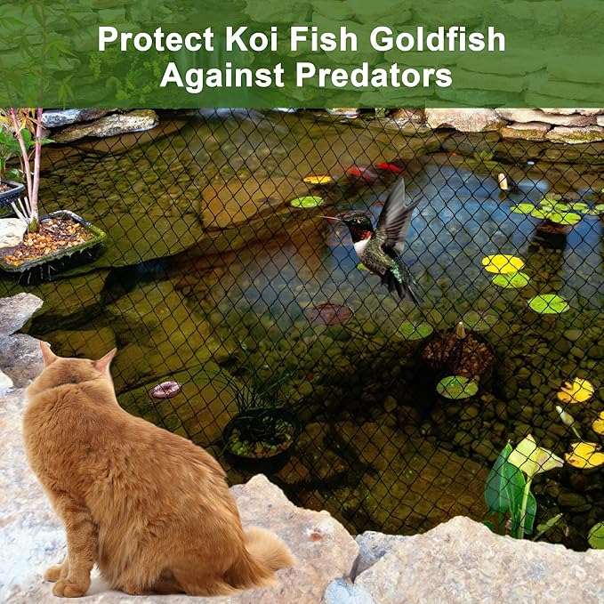 Pond Netting, Pond Netting for Koi Ponds 15 x 20 FT Pond Net, Heavy Duty Woven Fine Mesh Pond Garden Pool Netting Kit for Leaves to Catch Leaves and Debris, Protects Koi Fish from Birds Cats Predators-VerdiqueGarden