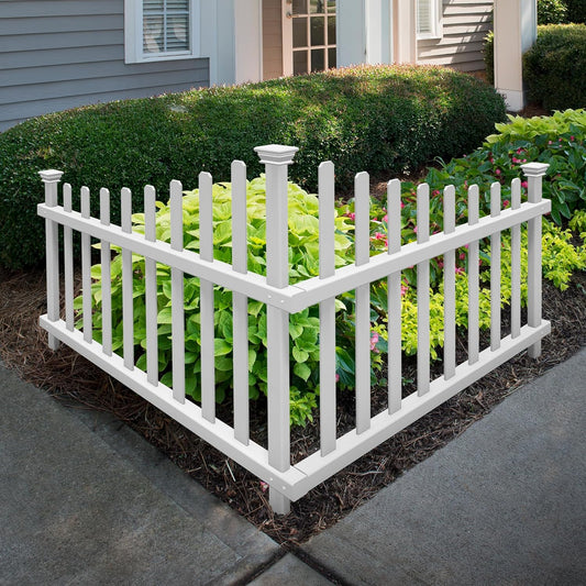 30in H x 40in W (2 Panels) No Dig Zippity Ashley Corner Vinyl Picket Fence, Garden Fence Border, Decorative Fence For Garden, White Vinyl Panels for Backyard, Patio & Yard, ZP19007-VerdiqueGarden