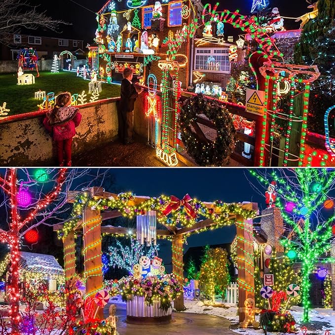 150ft LED Rope Lights Outdoor, 1080 LED Connectable and Flexible Tube Lights with 8 Modes, Waterproof LED Rope Lighting for Garden Patio Pool Bedroom PartyIndoor Outdoor Christmas Decor (Red & Green)-VerdiqueGarden