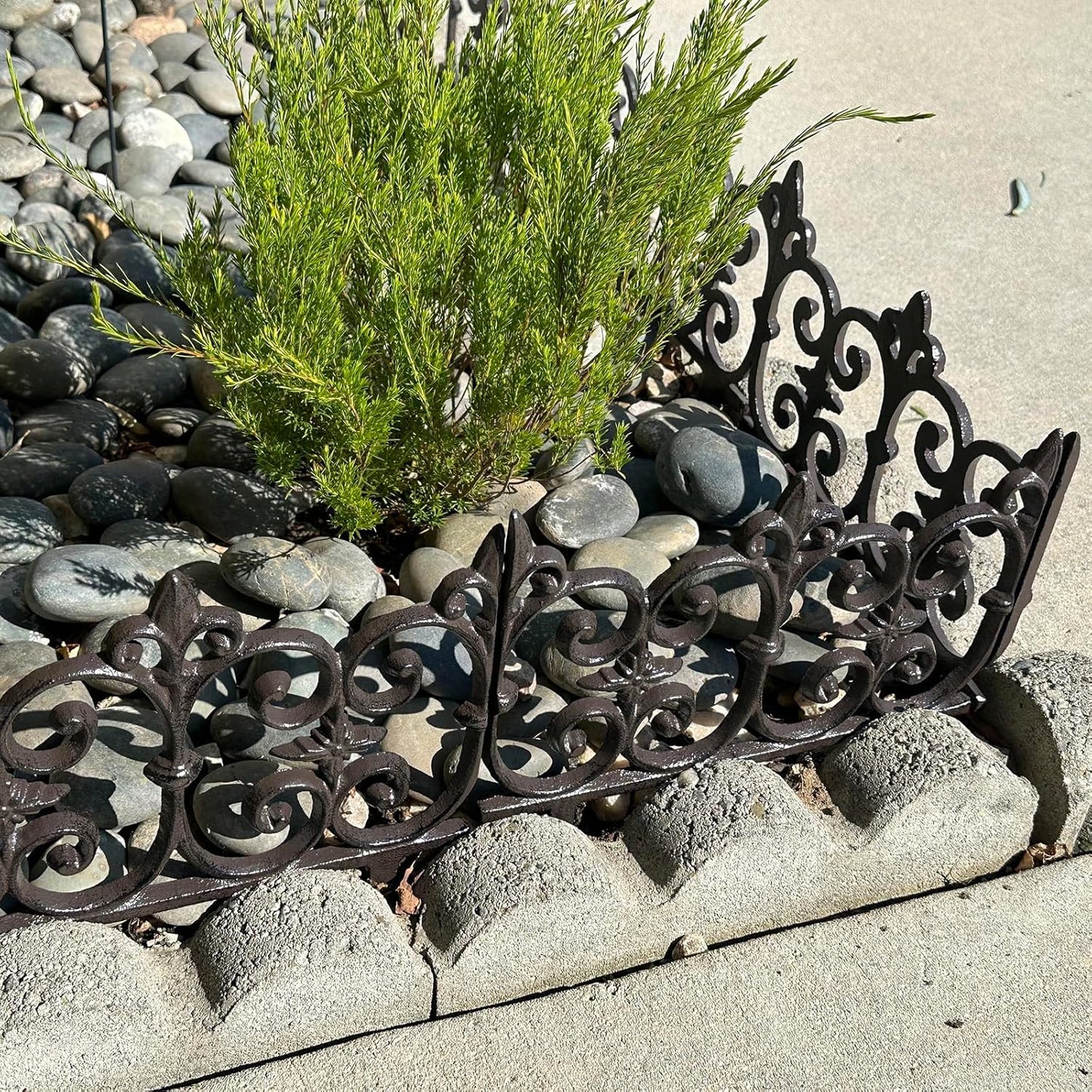 Ornate Cast Iron Garden Edging Fence（10.5" Tall） - 4 Pack Heavy Duty Metal Border for Lawn, Patio & Landscaping HC8308-VerdiqueGarden