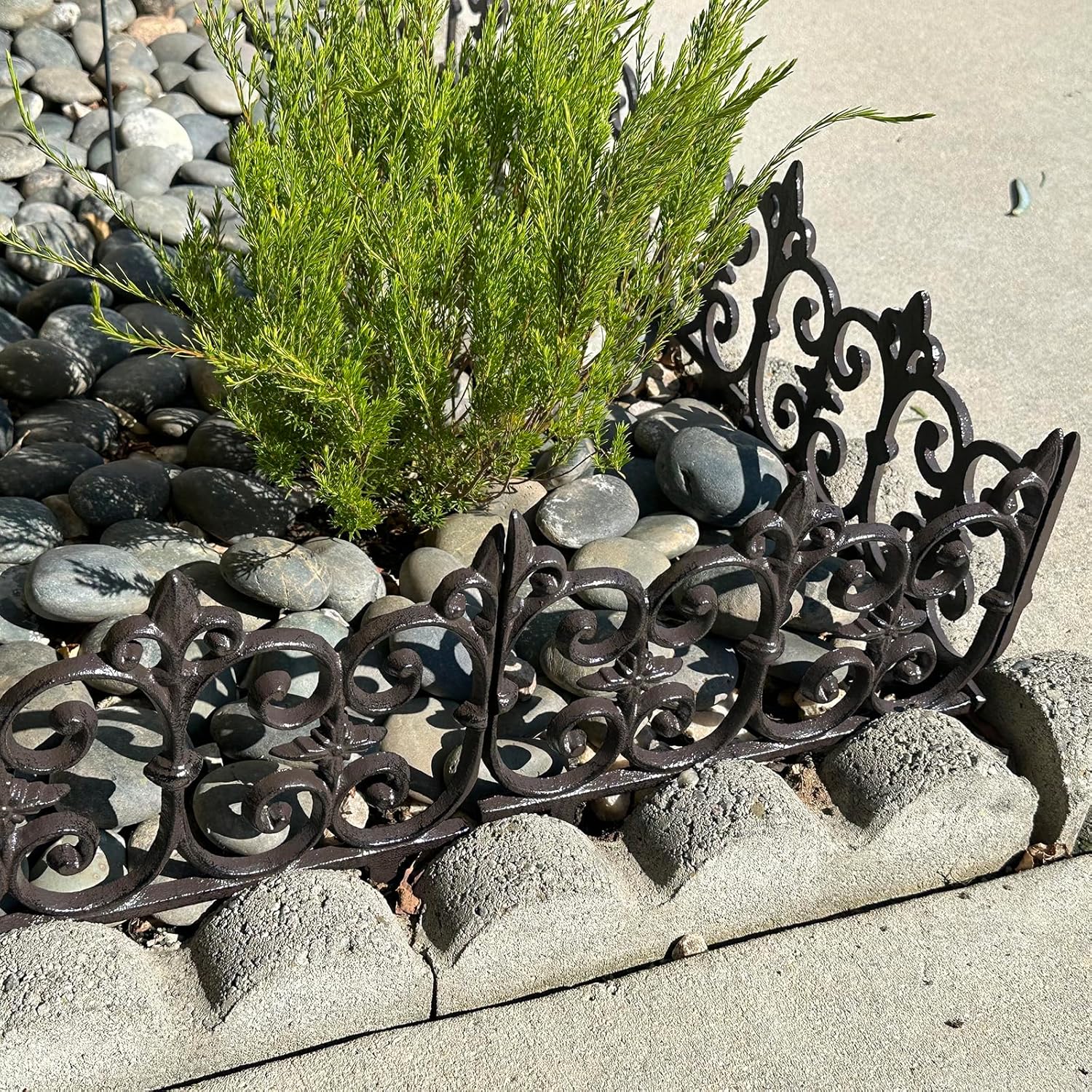 Ornate Cast Iron Garden Edging Fence（10.5" Tall） - 4 Pack Heavy Duty Metal Border for Lawn, Patio & Landscaping HC8308-VerdiqueGarden