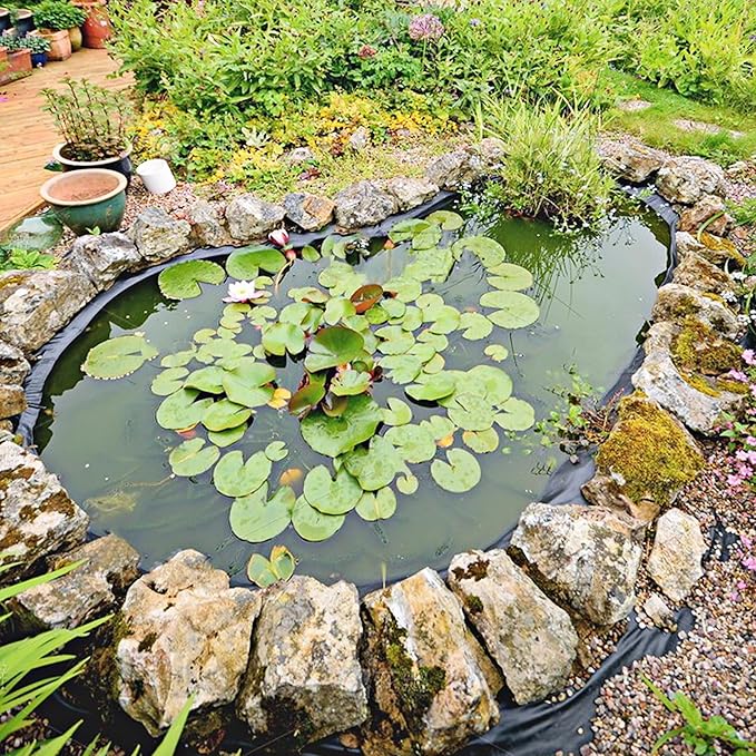 10 x 10 FT Pond Liner, 20 Mil Fish Pond HDPE Liner, Pond Liners for Outdoor Ponds, Koi Ponds, Garden Fountain, Waterfall-VerdiqueGarden