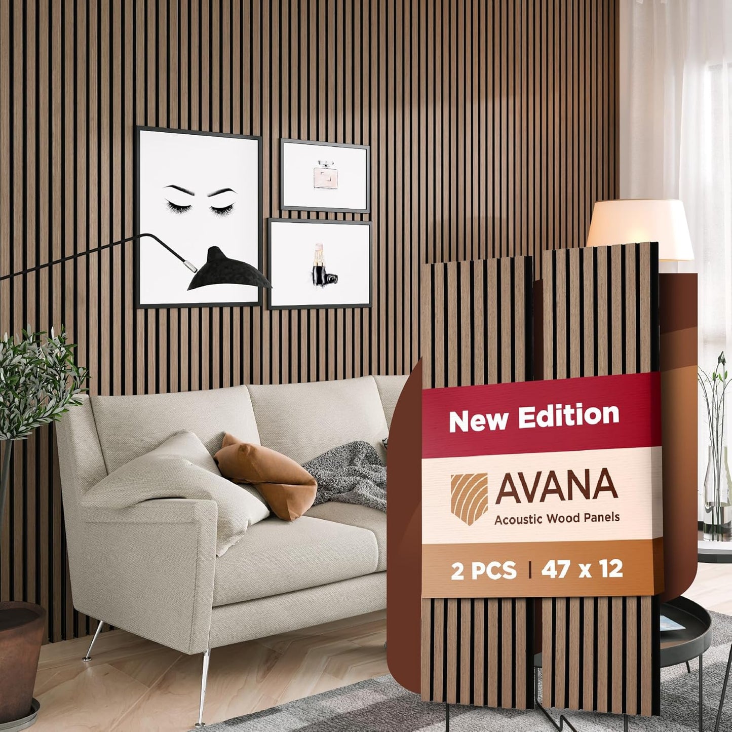 Avana Acoustic Wood Wall Panels – 47.2 X 12.6 Inch Smoke Walnut Acoustic Panels 2 PCs – Modern Wall Panels For Interior Wall Decor For Homes, Offices, Studios – Sturdy And Durable Wood Panels For Wall-VerdiqueGarden