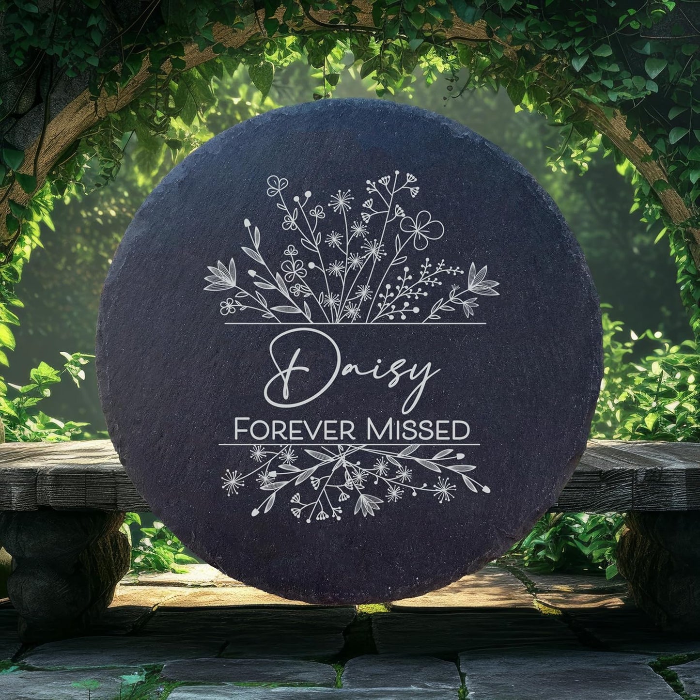 Personalized Pet Memorial Stone for Dogs and Cats | Custom Laser-Etched Weatherproof Garden Grave Marker | Natural Stone Bereavement Headstone Sympathy Gift | 4, 6, 10, or 12 Inch Heart or Circle Shape (A8)-VerdiqueGarden