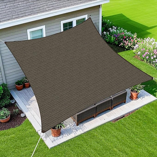 Amagenix Sun Shade Sail 15'X24' Curved Edge Outdoor Shade Canopy Mocha Breathable 95% UV Block Shade Cloth for Patio Garden Backyard (We Make Custom Size)-VerdiqueGarden