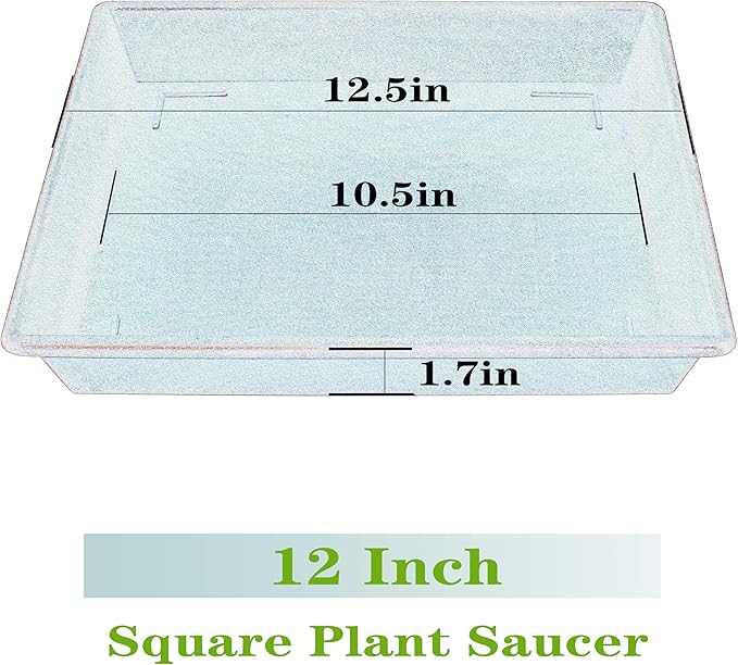 Square Plant Saucer 12 Inch 5 Pack, Plant Stand Plant Trays for Pots Heavy Duty Plastic Plant Saucers for Indoors Outdoors, Flower Pot No Holes Plant Lover Gardening Gifts-VerdiqueGarden