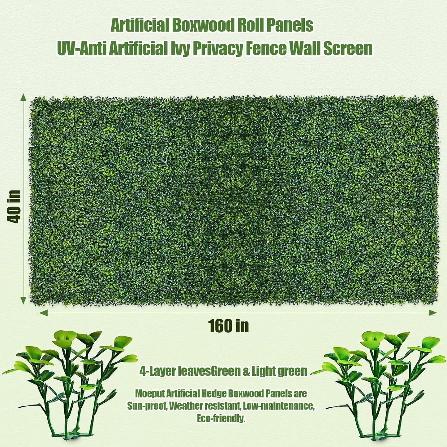 Artificial Ivy Privacy Fence Screen, 40X160 in(43 sqft) UV-Anti Faux Boxwood Roll Panels Greenery Backdrop Vine Leaf Fence Panels Ivy Fence Covering Privacy-VerdiqueGarden