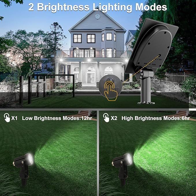 Solar Spot Lights Outdoor, 3-in-1 Garden Spotlights IP65 Waterproof 9.8ft Cable, 5W 4000mAh Separated Solar Panel, Auto On/Off for Tree Patio Yard Driveway Pathway Pool(Cold White 6000K)-VerdiqueGarden