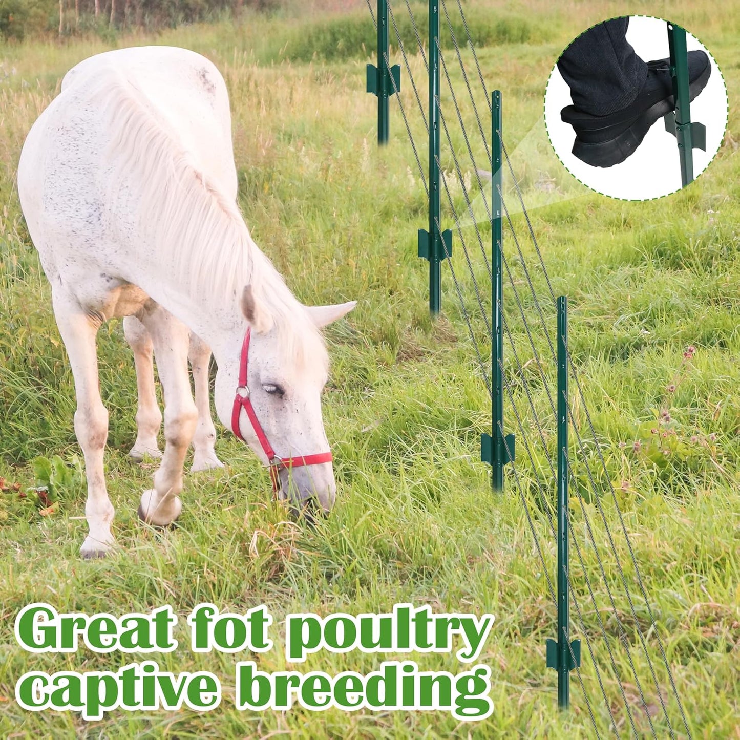 Sunnyglade 20 Pack 3.8 FT Heavy Duty Metal U-Post Garden Fence Stakes, No Dig U-Channel Fence Posts, Corner Anchor Poles for Wire, Electric, Mesh Fencing (20)-VerdiqueGarden