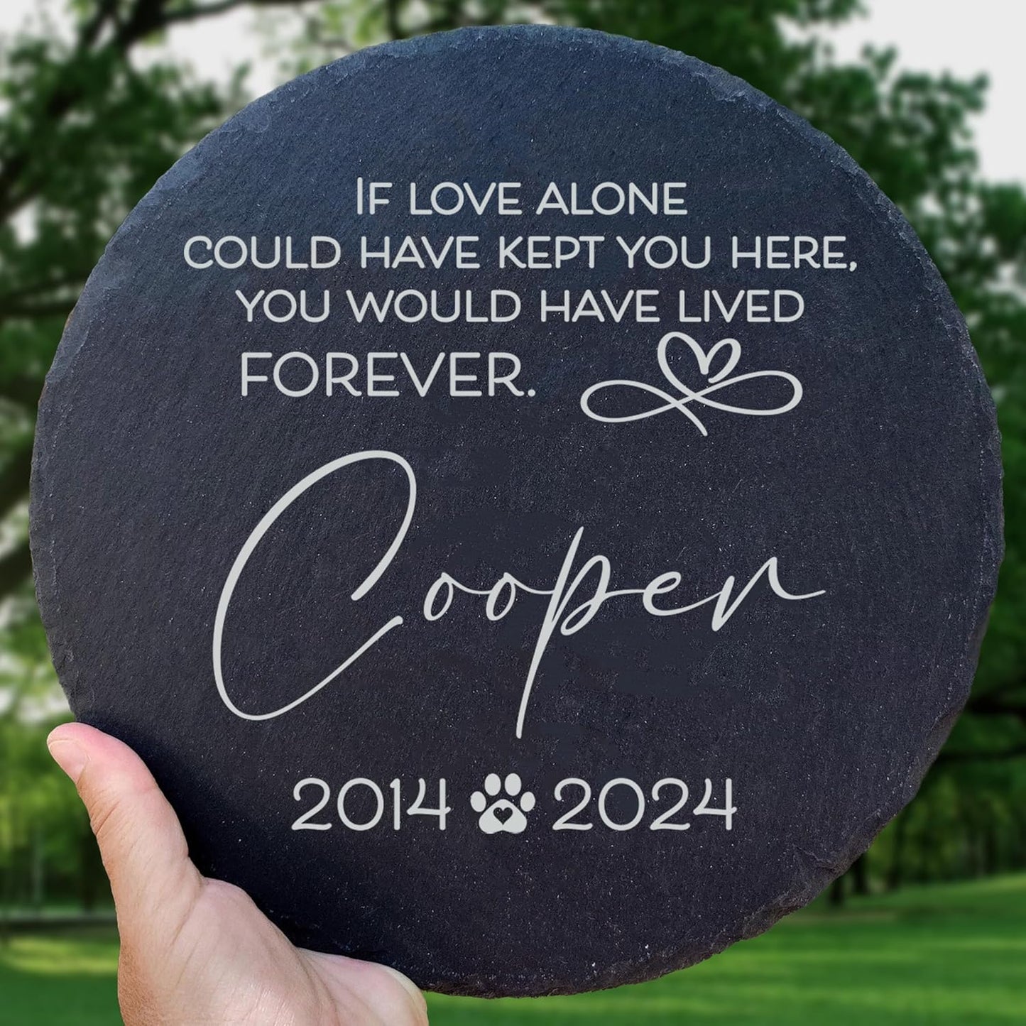 Personalized Pet Memorial Stone for Dogs and Cats | Custom Laser-Etched Weatherproof Garden Grave Marker | Natural Stone Bereavement Headstone Sympathy Gift | 4, 6, 10, or 12 Inch Heart or Circle Shape (A5)-VerdiqueGarden