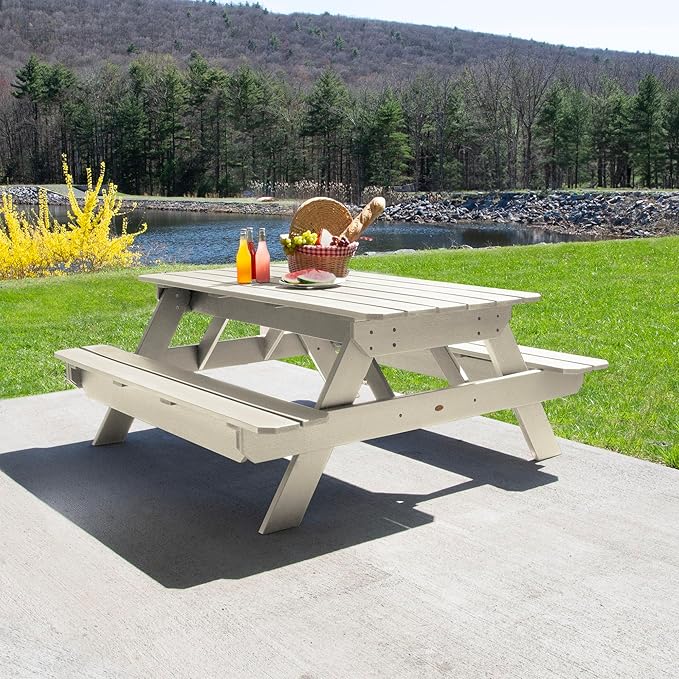 highwood Hometown Picnic Table, 6 Foot, Whitewash-VerdiqueGarden