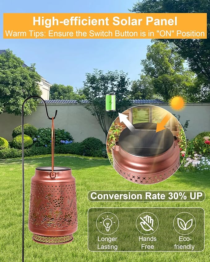 Hummingbird Solar Lanterns Outdoor Waterproof, Mothers Day Gifts Birthday Gifts for Women Mom Grandma Sister, Hanging Solar Lantern Garden Decor for Outside Yard Patio Porch Pathway Lawn Balcony-VerdiqueGarden
