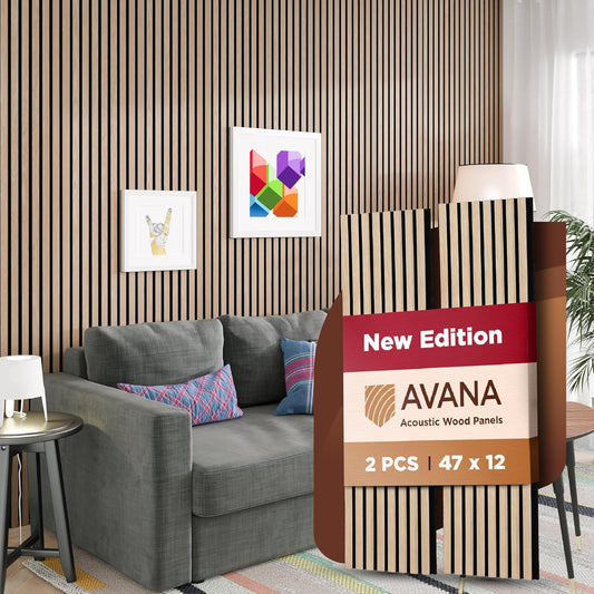 Avana Modern Acoustic Wood Wall Panels – 47.2 X 12.6 Inch White Oak Acoustic Panels 2 PCs – Wall Panels For Interior Wall Decor For Homes, Offices, Studios – Sturdy And Durable Wood Panels For Wall-VerdiqueGarden