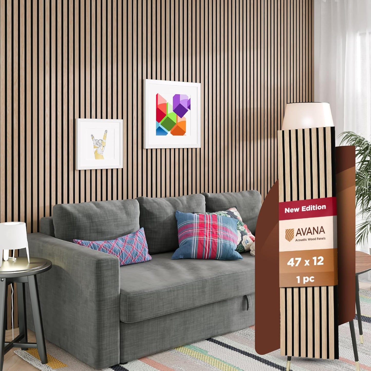 Avana Acoustic Wood Wall Panels – 47.2 X 12.6 Inch White Oak Acoustic Panels 1 PC – Wall Panels For Interior Wall Decor For Homes, Offices, Studios – Modern Sturdy And Durable Wood Panels For Wall-VerdiqueGarden