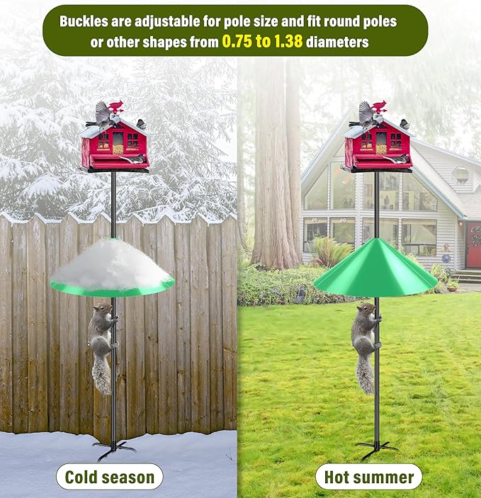 Squirrel Baffle for Bird Feeder Pole, 19-Inch Outdoor Bird Feeder Guard, Squirrel-Proof Birdhouse Baffles, Shepherd's Hook for Outside(LightGreen)-VerdiqueGarden