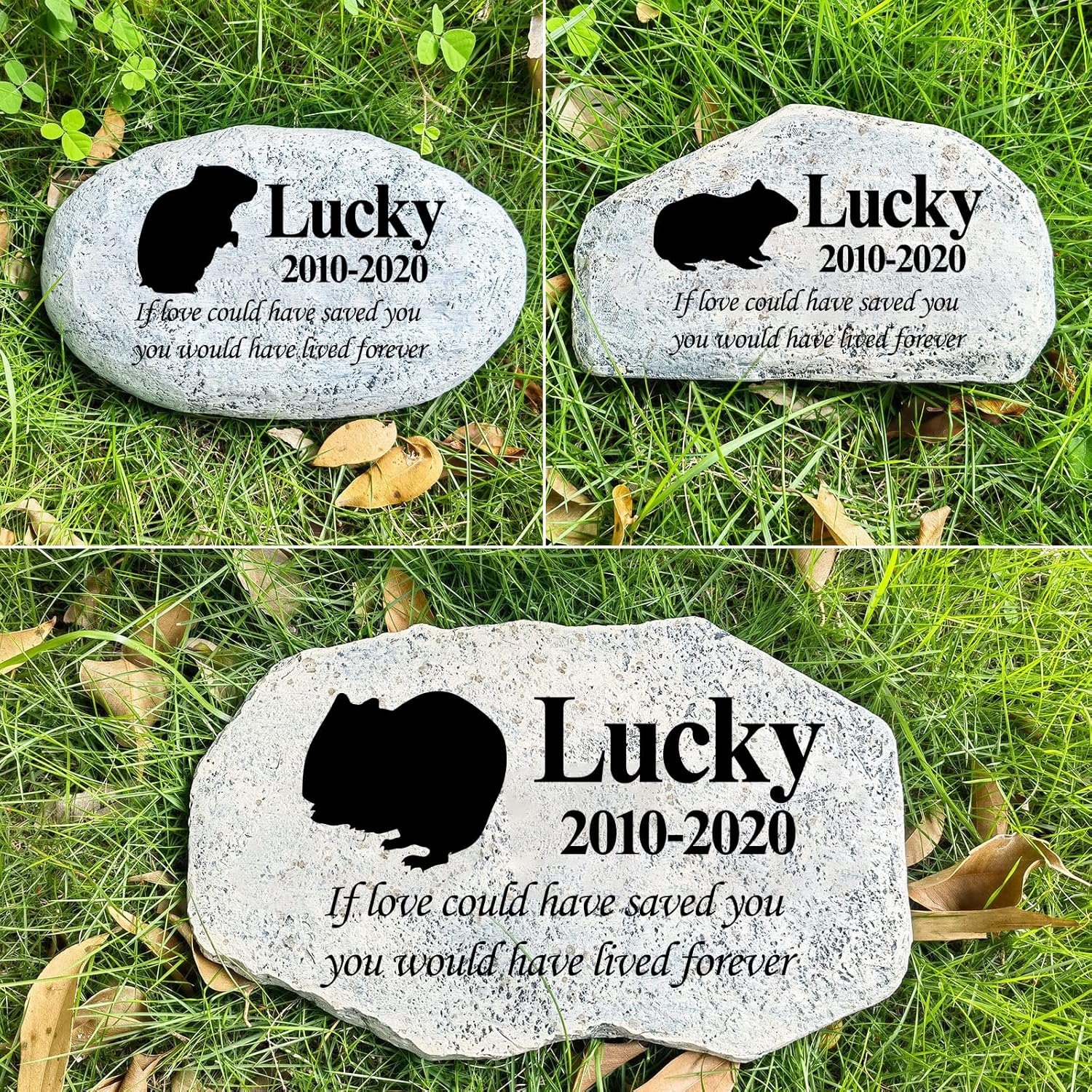 Zatanmulo Personalized Pet Memorial Stone, Garden Memorial Stone Personalized, Guinea Pig Headstone, Hamster Tombstone, Memorial Plaque Outdoor, Garden Stepping Stone (Guinea Pig)-VerdiqueGarden