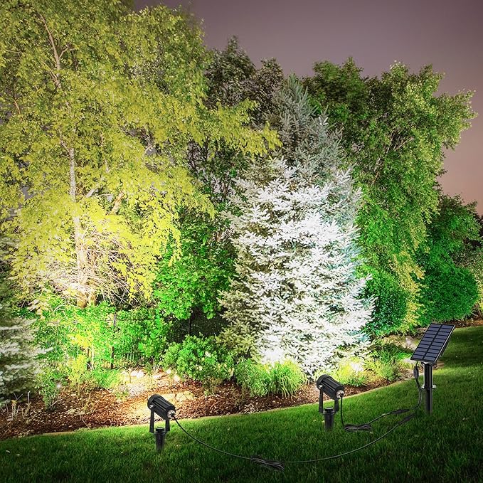 Solar Spot Lights Outdoor, 2-in-1 Solar Landscape Spotlights IP65 Waterproof 9.8ft Cable,Auto On/Off Outdoor Wall Lights for Garden Yard Driveway Porch Walkway Pool(6000K White)-VerdiqueGarden