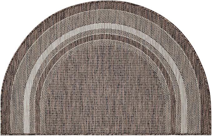 Unique Loom Outdoor Border Collection Area Rug - Soft Border (2' 7" x 4' 1" Hearth Brown/Ivory)-VerdiqueGarden
