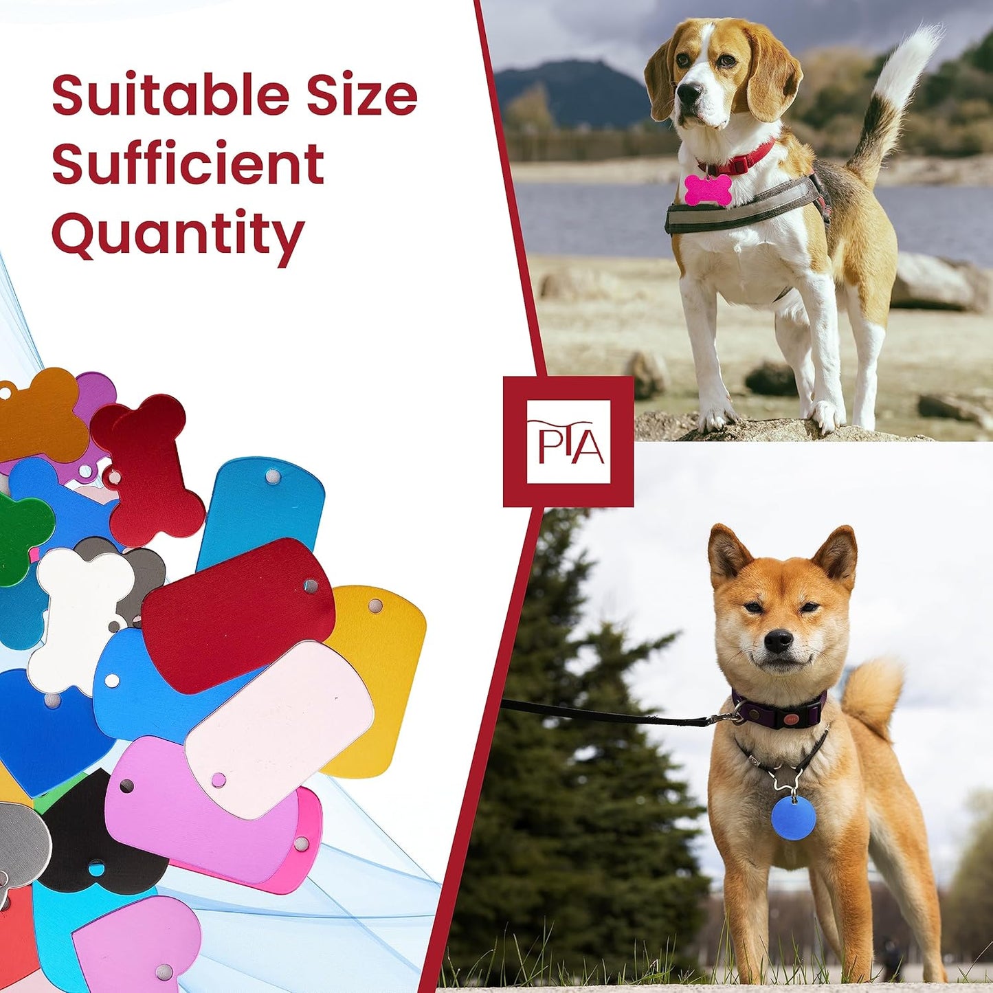 [Press TX Art] 40 Pcs Round(Circle), Bone, Rectangle, Heart Anodized Aluminum Stamping Blanks Tags 10 Mixed Colors Metal Engraving ID Name Tags with Rings (4 Types of Shapes in 10 Colors)-VerdiqueGarden