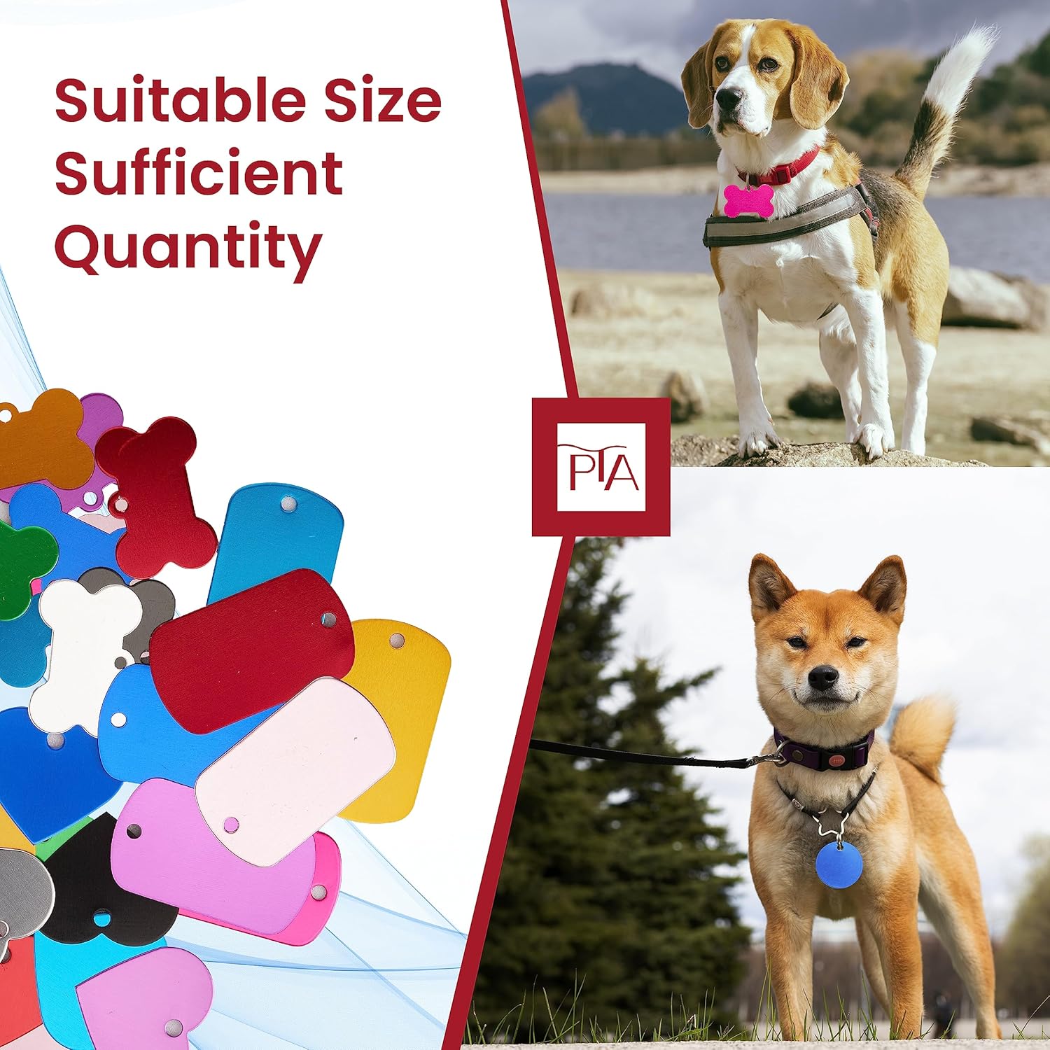 [Press TX Art] 40 Pcs Round(Circle), Bone, Rectangle, Heart Anodized Aluminum Stamping Blanks Tags 10 Mixed Colors Metal Engraving ID Name Tags with Rings (4 Types of Shapes in 10 Colors)-VerdiqueGarden