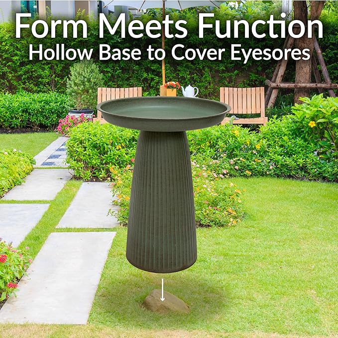 Sunnydaze Gleeful Garden Metal Bird Bath for Outdoors - Large Decorative Iron Birdbath - 23-Inch - Matte Green-VerdiqueGarden